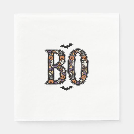 Oude Halloween Boo Doodle Vectorontwerp_1 Servet (Voorkant)
