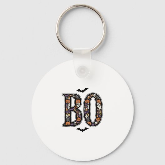 Oude Halloween Boo Doodle Vectorontwerp_1 Sleutelhanger (Voorkant)
