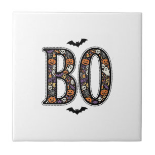 Oude Halloween Boo Doodle Vectorontwerp_1 Tegeltje