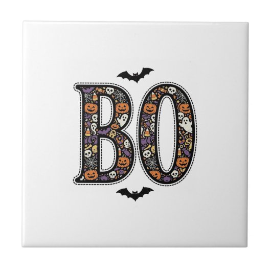 Oude Halloween Boo Doodle Vectorontwerp_1 Tegeltje (Voorkant)