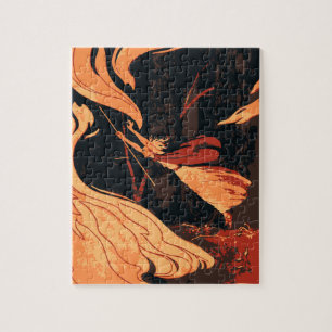 Oude Halloween, Boze Heks met Vuur in het Bos Legpuzzel