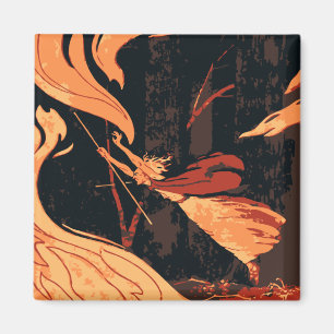 Oude Halloween, Boze Heks met Vuur in het Bos Magneet