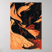 Oude Halloween, Boze Heks met Vuur in het Bos Poster (Voorkant)