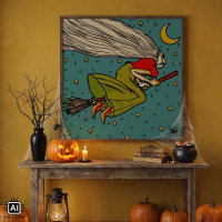 Oude Halloween, Boze Heks Vliegt op Bezemsteel