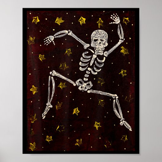 Oude Halloween Dansend Skelet Griezelig Seizoen Poster (Voorkant)