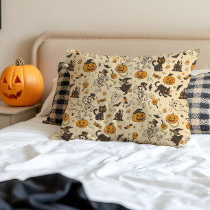Oude Halloween Dansende Skeletten Retro Cartoon Accent Kussen