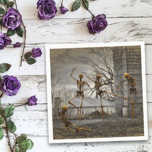 Oude Halloween Decoupage Dansende Skeletten Servet