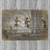 Oude Halloween Decoupage Dansende Skeletten Tissuepapier