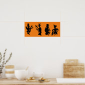 Oude Halloween-demon duivel silhouetten Poster (Keuken)
