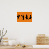 Oude Halloween-demon duivel silhouetten Poster (Keuken)