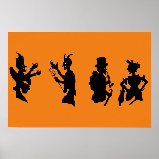 Oude Halloween-demon duivel silhouetten Poster (Voorkant)