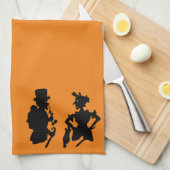 Oude Halloween-demon duivel silhouetten Theedoek (Quarter Fold)