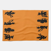 Oude Halloween-demon duivel silhouetten Theedoek (Horizontaal)