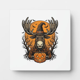 Oude Halloween Eland Pompoen Heksenhoed Shirt_1 Fotoplaat