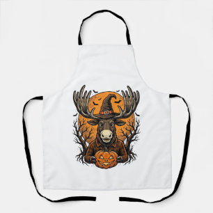 Oude Halloween Eland Pompoen Heksenhoed Shirt_1 Schort