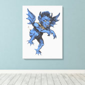 Oude Halloween, eng beestachtig waterspuwer demon Canvas Afdruk (Insitu (Houten vloer))