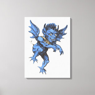 Oude Halloween, eng beestachtig waterspuwer demon Canvas Afdruk