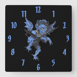 Oude Halloween, eng beestachtige Gargoyle Demon Vierkante Klok