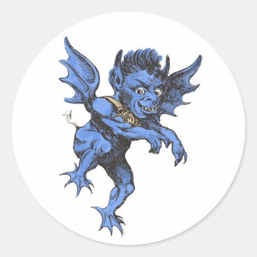 Oude Halloween, eng gargoyle-demon Ronde Sticker (Voorkant)