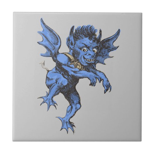 Oude Halloween, eng gargoyle-demon Tegeltje (Voorkant)