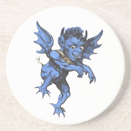 Oude Halloween, eng gargoyle-demon Zandsteen Onderzetter (Voorkant)