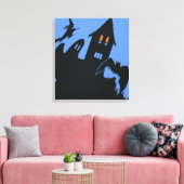 Oude Halloween, eng huis en heks Canvas Afdruk (Insitu (Woonkamer))