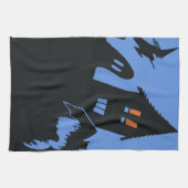 Oude Halloween, eng huis en heks Theedoek (Horizontaal)