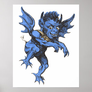 Oude Halloween, eng kwaadaardig gargouille-demon Poster