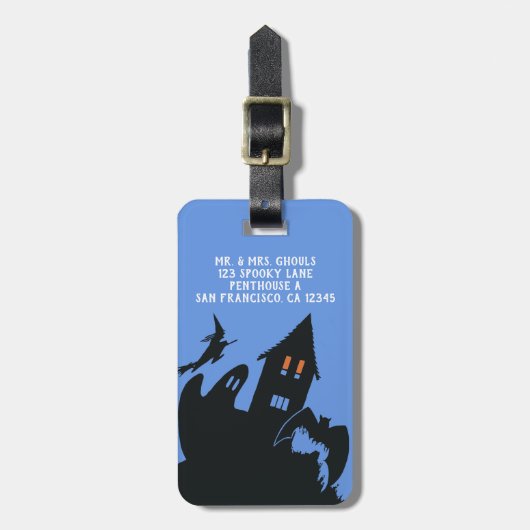 Oude Halloween, eng spookhuis en heks Bagagelabel (Voorkant verticaal)