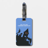 Oude Halloween, eng spookhuis en heks Bagagelabel (Achterkant verticaal)