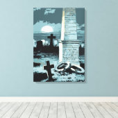 Oude Halloween, enge begraafplaats met graven Canvas Afdruk (Insitu (Houten vloer))