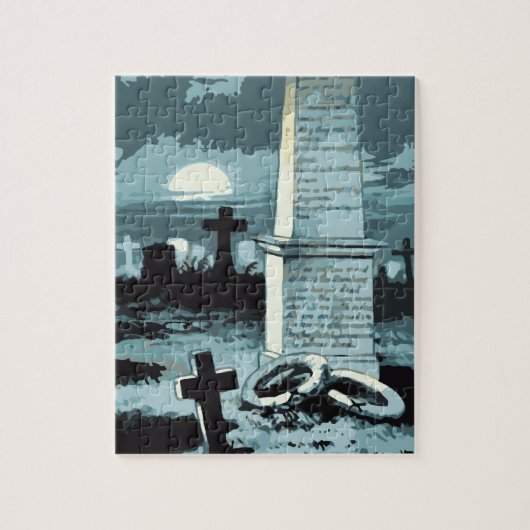 Oude Halloween, enge begraafplaats met graven Legpuzzel (Verticaal)