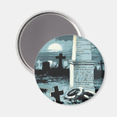 Oude Halloween, enge begraafplaats met graven Magneet (Voorkant / Achterkant)