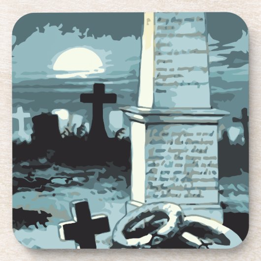 Oude Halloween, enge begraafplaats met graven Onderzetter (Voorkant)