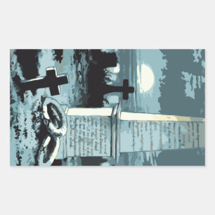Oude Halloween, enge begraafplaats met graven Rechthoekige Sticker