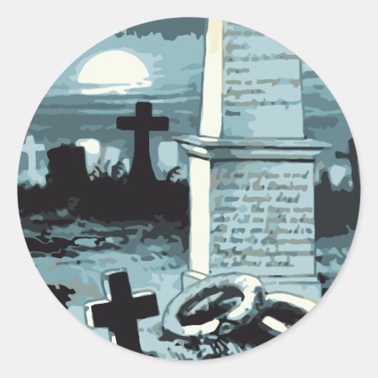 Oude Halloween, enge begraafplaats met graven Ronde Sticker (Voorkant)