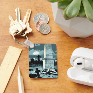 Oude Halloween, enge begraafplaats met graven Sleutelhanger