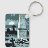 Oude Halloween, enge begraafplaats met graven Sleutelhanger (Achterkant)