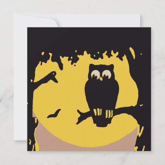Oude Halloween, enge uil in boom met maan Kaart (Voorkant)
