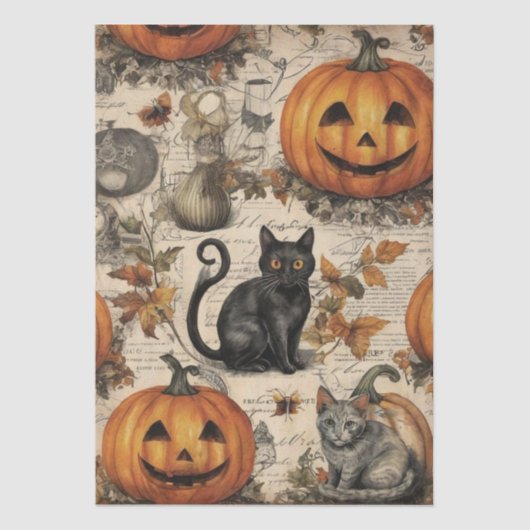 Oude Halloween Ephemera Tissuepapier (Voorkant)