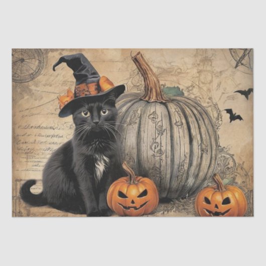 Oude Halloween Ephemera Tissuepapier (Voorkant)