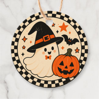Oude Halloween Favor Tags | Mooie Zwarte Kat & Pom Bedankjes Labels