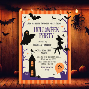 Oude Halloween-feest Heks Geest Vleermuis heksenke Kaart