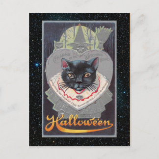 Oude Halloween Funnycat-illustratie Briefkaart