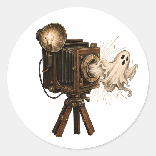 Oude Halloween Geest Camera Sticker – Griezelen (Voorkant)