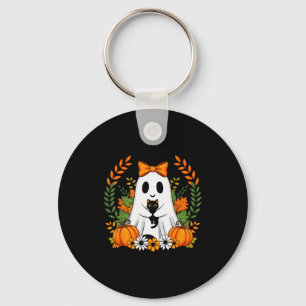 Oude Halloween Geest met Zwarte Kat Groovy F Sleutelhanger