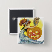 Oude Halloween Glamour Vierkante Button 5,1 Cm (Voorkant /achterkant)