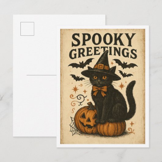 Oude Halloween Griezelen Groeten Briefkaart (Voorkant / Achterkant)