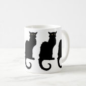 Oude Halloween, griezelige Art Nouveau Zwarte Kat Koffiemok (Voorkant rechts)