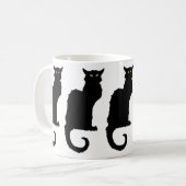 Oude Halloween, griezelige Art Nouveau Zwarte Kat Koffiemok (Voorkant links)